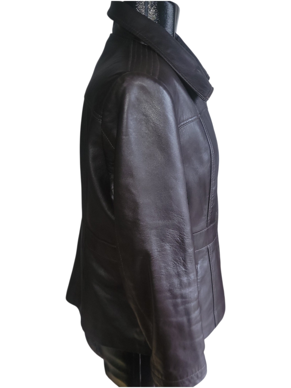 A&S Selections Women's Dark Brown Leather Zip-Front Jacket Size XL - Picture 5 of 7